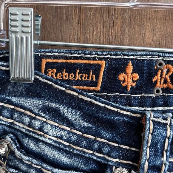 Rock Revival Womens Jeans Blue Denim Rebekah Mid Rise Boot Embroidered 26 - Picture 5 of 14